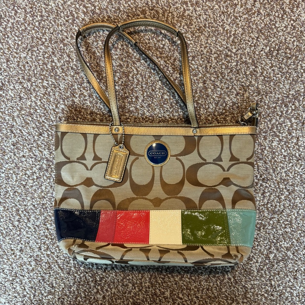 Coach Multicolor Signature Tote Bag